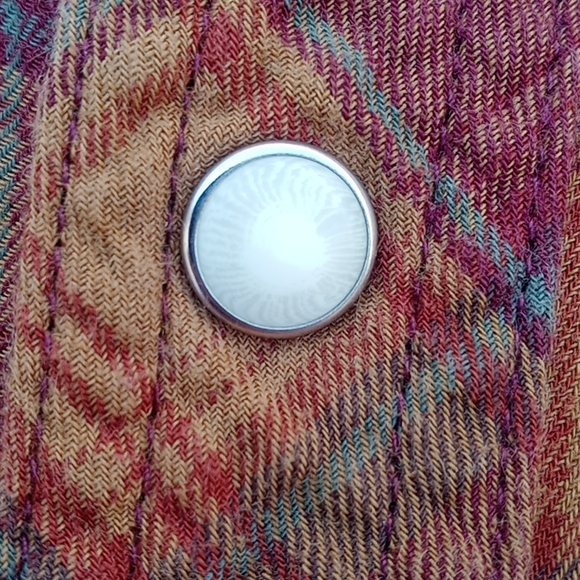 Fossil Western Shirt 100% Cotton Long Sleeve, Size S Plaid, Pearl Snaps Like New - Picture 7 of 9